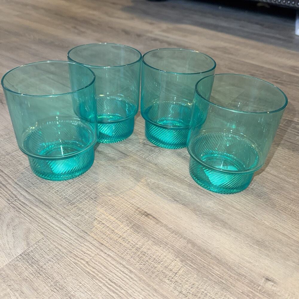 Hobby Lobby Spring Shop Teal Tumblers 16 oz Set of 4 Aqua Drinking Glasses